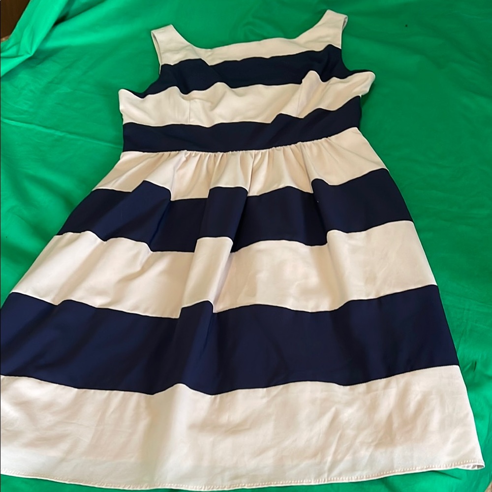 B Darlin Navy and cream Striped Casual Dress